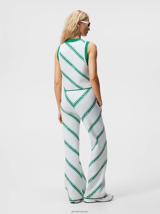 Women J.Lindeberg Green Bias Stripe Freja Knitted Top Clothing 8R621838