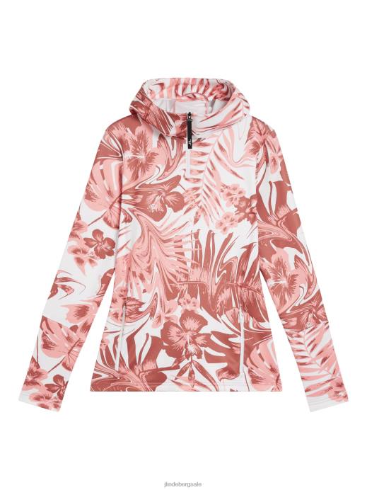 Women J.Lindeberg Hibiscus Pink Aerial Print Quarter Hood Clothing 8R621903