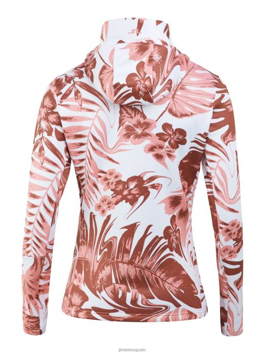 Women J.Lindeberg Hibiscus Pink Aerial Print Quarter Hood Clothing 8R621903
