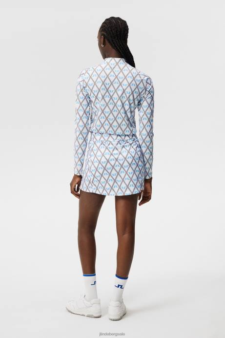 Women J.Lindeberg Little Boy Blue Diamond Marilyn Half Zip Mid Layer Clothing 8R621798