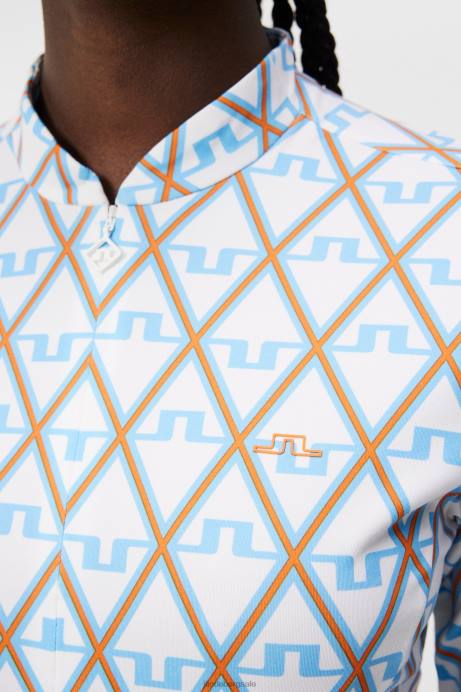 Women J.Lindeberg Little Boy Blue Diamond Marilyn Half Zip Mid Layer Clothing 8R621798