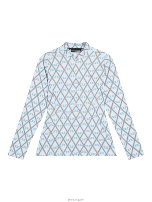 Women J.Lindeberg Little Boy Blue Diamond Marilyn Half Zip Mid Layer Clothing 8R621798