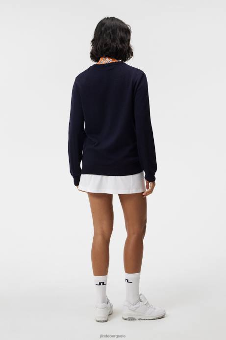 Women J.Lindeberg Navy Amaya Knitted Sweater Clothing 8R621809