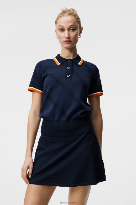 Women J.Lindeberg Navy Feline Knitted Shirt Clothing 8R621840