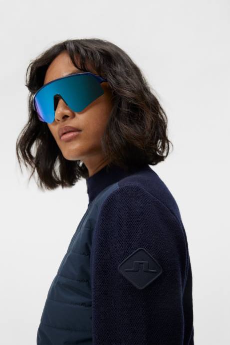 Women J.Lindeberg Navy Wren Knitted Hybrid Jacket Clothing 8R621807