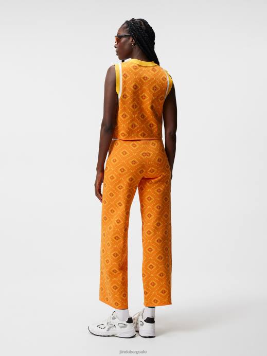 Women J.Lindeberg Orange Diamond Logo Freja Knitted Top Clothing 8R621839