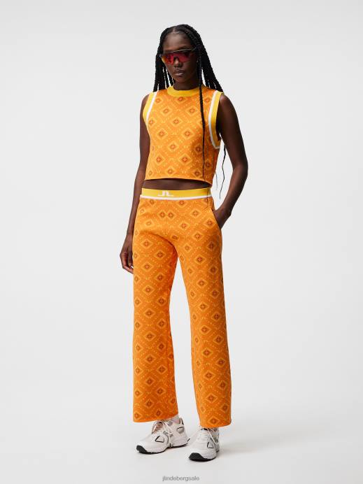 Women J.Lindeberg Orange Diamond Logo Freja Knitted Top Clothing 8R621839