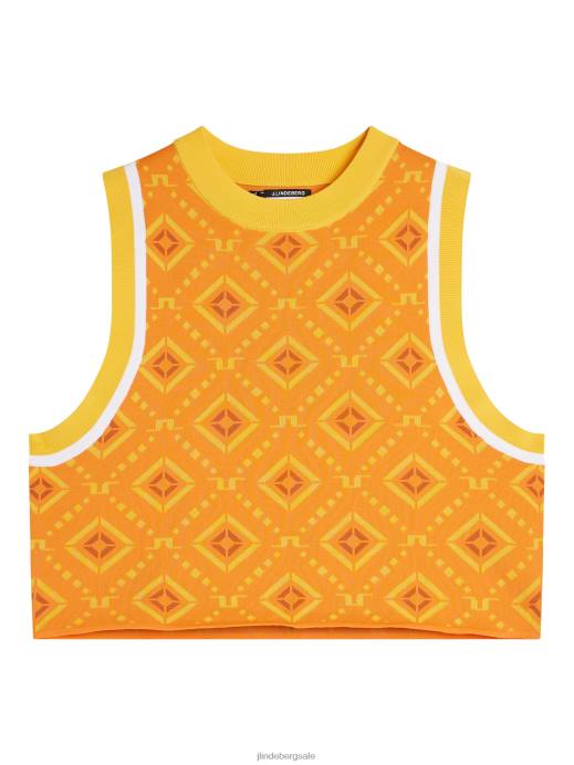 Women J.Lindeberg Orange Diamond Logo Freja Knitted Top Clothing 8R621839