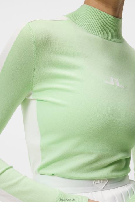 Women J.Lindeberg Patina Green Adia Knitted Sweater Clothing 8R621826