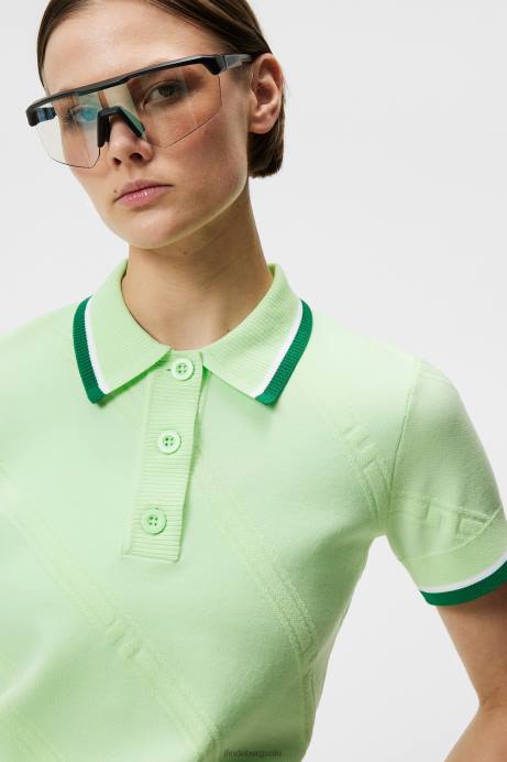 Women J.Lindeberg Patina Green Feline Knitted Shirt Clothing 8R621842