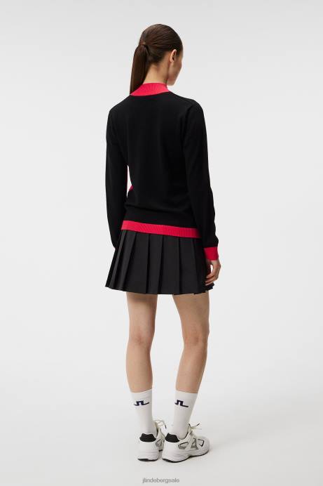 Women J.Lindeberg Rose Red Adeline Knitted Sweater Clothing 8R621763