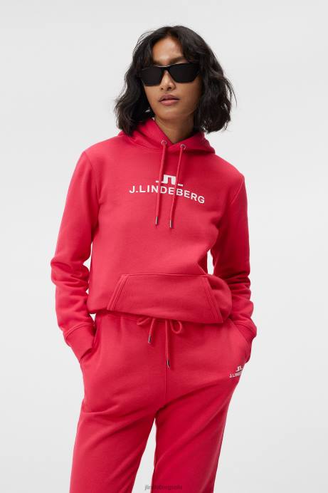 Women J.Lindeberg Rose Red Alpha Hoodie Clothing 8R621791
