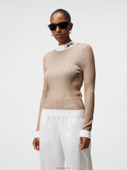 Women J.Lindeberg Tiger Brown Felicia Knitted Sweater Clothing 8R621846