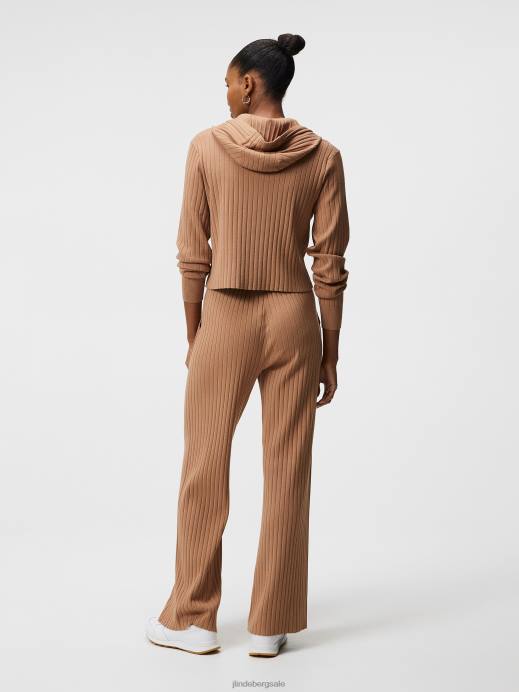 Women J.Lindeberg Tiger Brown Zania Knitted Hoodie Clothing 8R621834