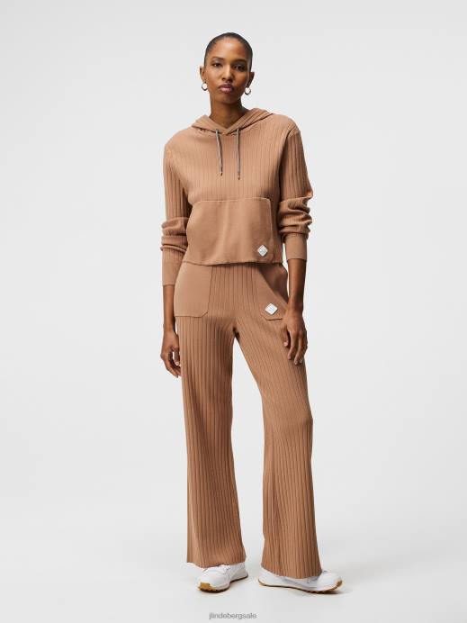 Women J.Lindeberg Tiger Brown Zania Knitted Hoodie Clothing 8R621834