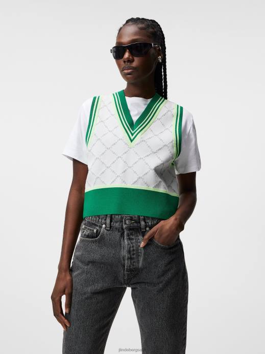 Women J.Lindeberg White Barbados Knitted Vest Clothing 8R621837