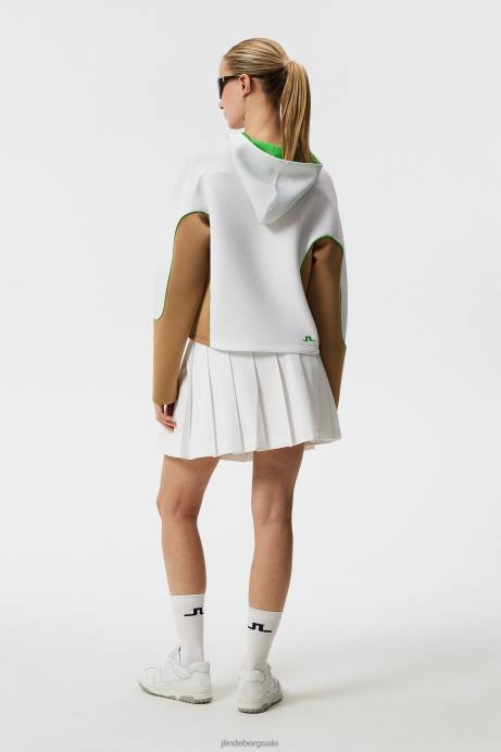 Women J.Lindeberg White Bonnie Hood Clothing 8R621872