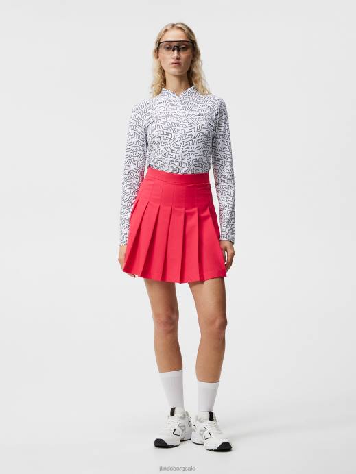 Women J.Lindeberg White Bridge Swirl Marilyn Half Zip Mid Layer Clothing 8R621875