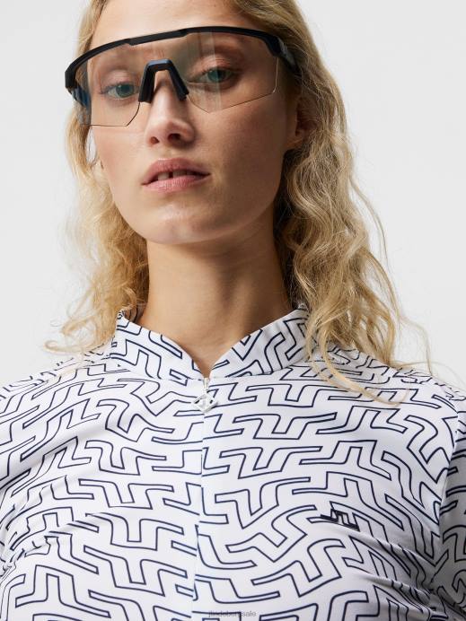 Women J.Lindeberg White Bridge Swirl Marilyn Half Zip Mid Layer Clothing 8R621875