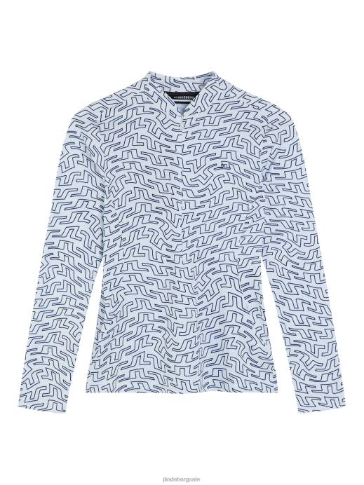 Women J.Lindeberg White Bridge Swirl Marilyn Half Zip Mid Layer Clothing 8R621875