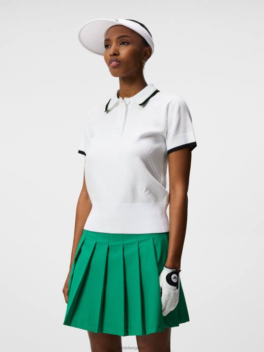 Women J.Lindeberg White Feline Knitted Shirt Clothing 8R621841