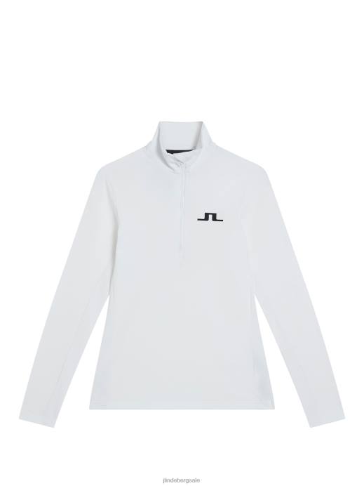 Women J.Lindeberg White Lauryn Half Zip Mid Layer Clothing 8R621878