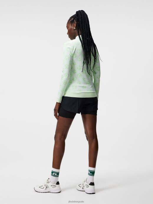 Women J.Lindeberg White Sphere Dot Spots Jacquard Mid Layer Clothing 8R621901