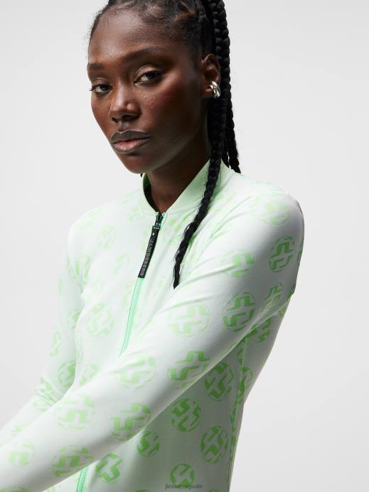 Women J.Lindeberg White Sphere Dot Spots Jacquard Mid Layer Clothing 8R621901