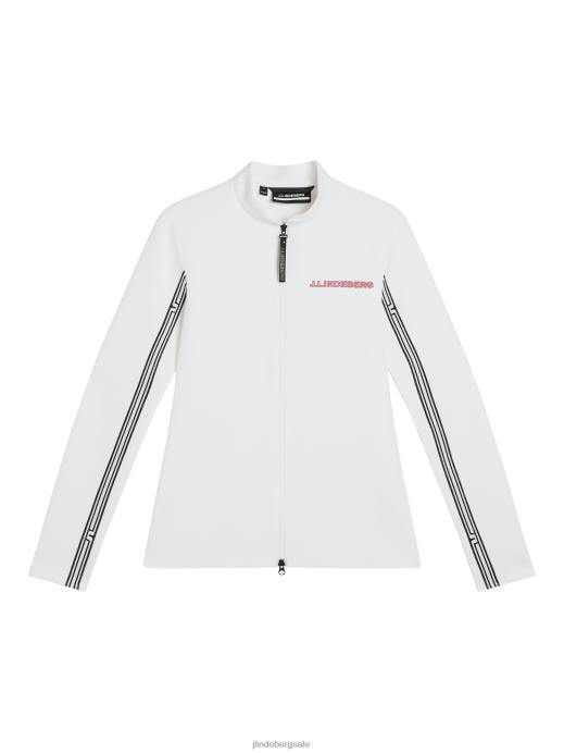 Women J.Lindeberg White Wildcat Full Zip Mid Layer Clothing 8R621782