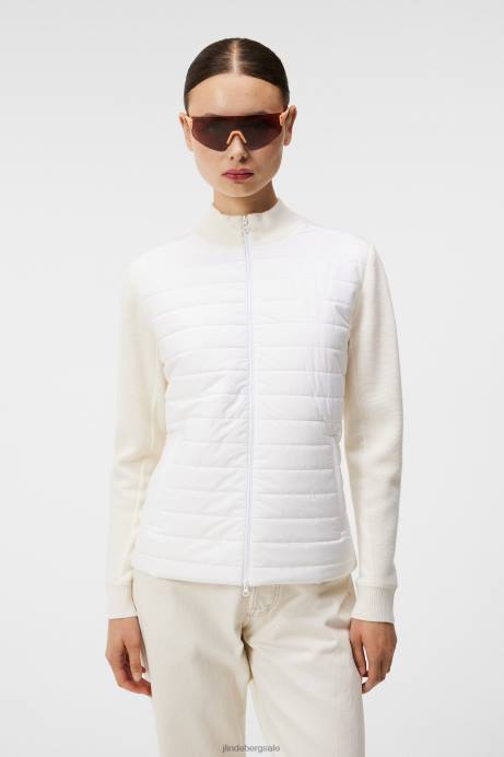 Women J.Lindeberg White Wren Knitted Hybrid Jacket Clothing 8R621806