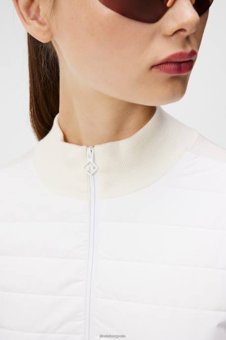 Women J.Lindeberg White Wren Knitted Hybrid Jacket Clothing 8R621806