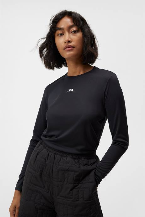 Women J.Lindeberg Black Ada Long Sleeve T-shirt Clothing 8R621326