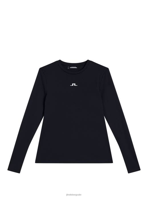 Women J.Lindeberg Black Ada Long Sleeve T-shirt Clothing 8R621402