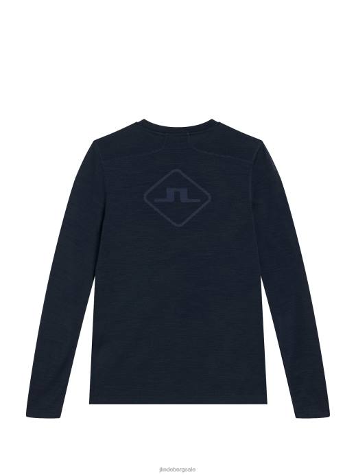 Women J.Lindeberg Navy Shauna Wool Long-Sleeve T-shirt Clothing 8R621323
