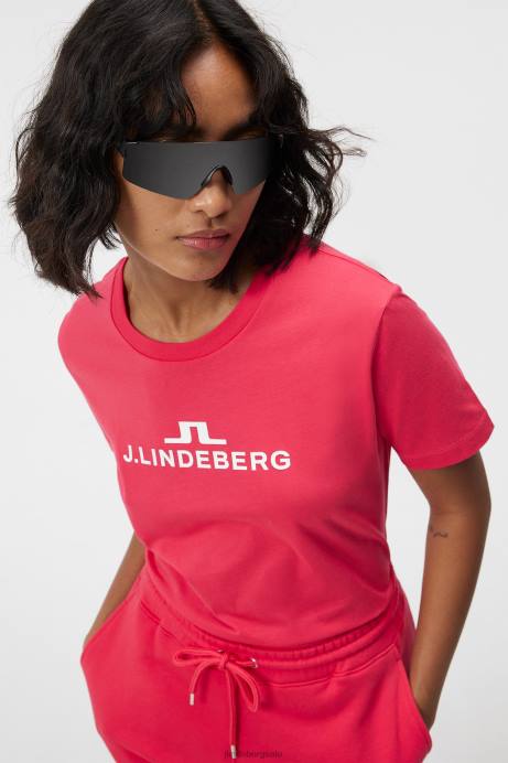Women J.Lindeberg Rose Red Alpha T-shirt Clothing 8R621322