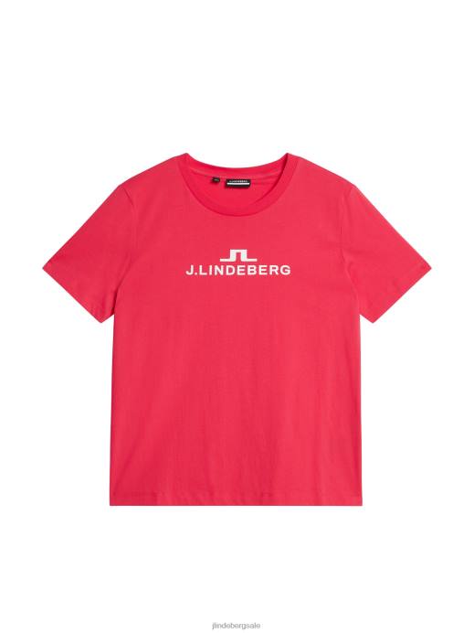 Women J.Lindeberg Rose Red Alpha T-shirt Clothing 8R621322