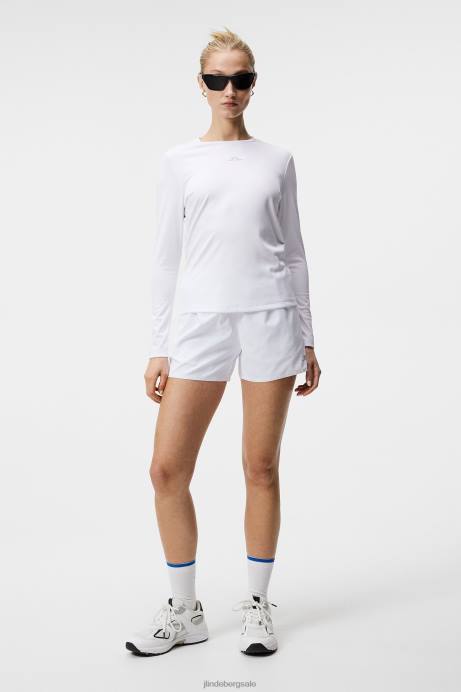Women J.Lindeberg White Ada Long Sleeve T-shirt Clothing 8R621400