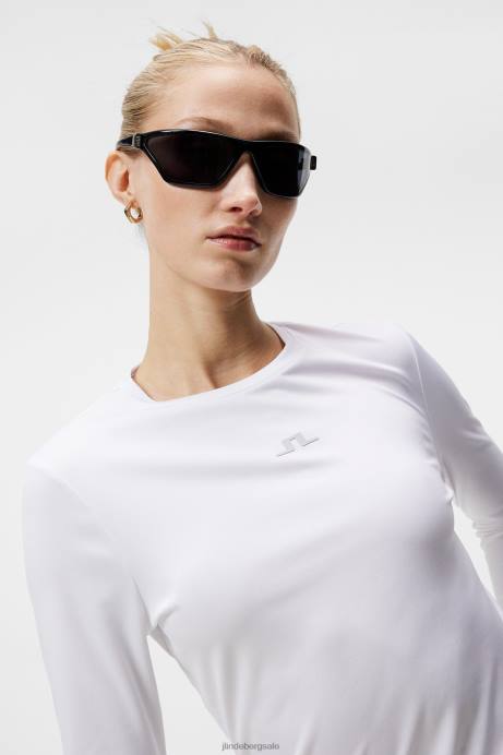Women J.Lindeberg White Ada Long Sleeve T-shirt Clothing 8R621400