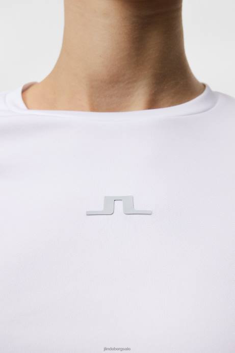 Women J.Lindeberg White Ada Long Sleeve T-shirt Clothing 8R621400