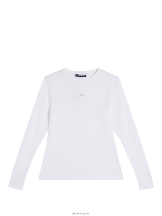 Women J.Lindeberg White Ada Long Sleeve T-shirt Clothing 8R621400