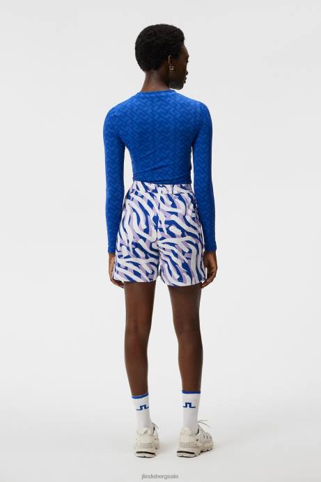 Women J.Lindeberg Blue Painted Bridge Tekla Crew Neck Top Clothing 8R621392