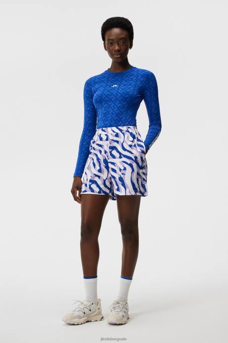 Women J.Lindeberg Blue Painted Bridge Tekla Crew Neck Top Clothing 8R621392