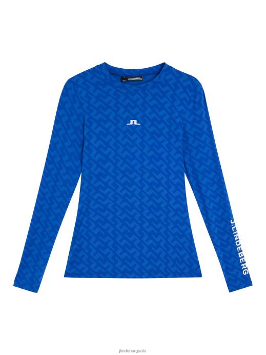 Women J.Lindeberg Blue Painted Bridge Tekla Crew Neck Top Clothing 8R621392