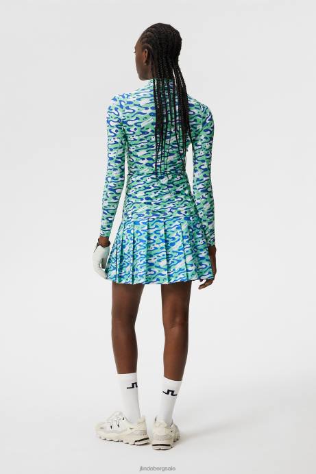 Women J.Lindeberg Caldera Jade Cream Asa Print Compression Top Clothing 8R621368