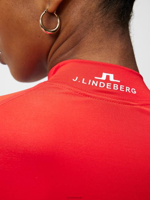 Women J.Lindeberg Fiery Red Asa Compression Top Clothing 8R621482