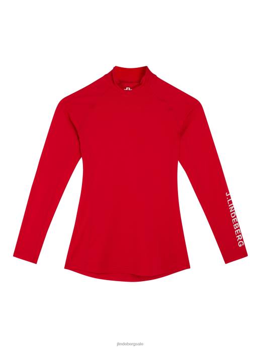 Women J.Lindeberg Fiery Red Asa Compression Top Clothing 8R621482