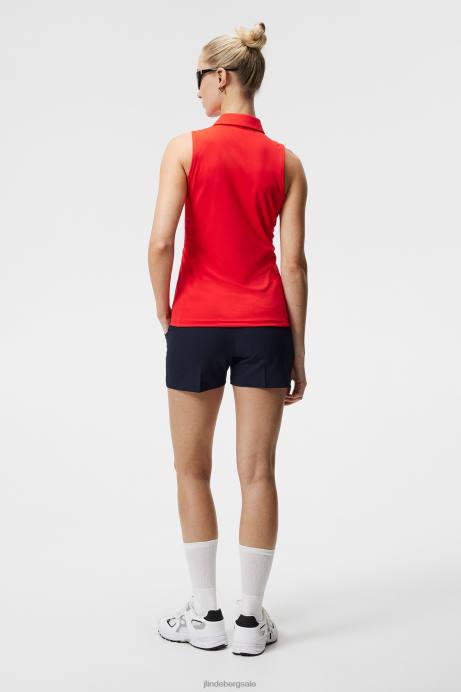 Women J.Lindeberg Fiery Red Dena Sleeveless Top Clothing 8R621436