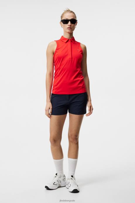 Women J.Lindeberg Fiery Red Dena Sleeveless Top Clothing 8R621436