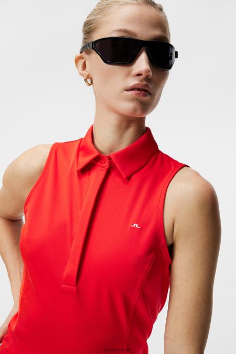 Women J.Lindeberg Fiery Red Dena Sleeveless Top Clothing 8R621436