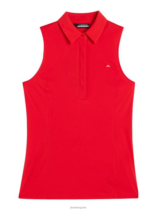 Women J.Lindeberg Fiery Red Dena Sleeveless Top Clothing 8R621436